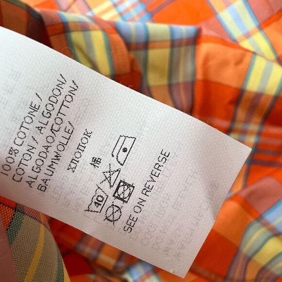 NWT Paul & Shark Yachting Button Down Dress Shirt Orange Plaid Men’s size XL - Picture 10 of 11